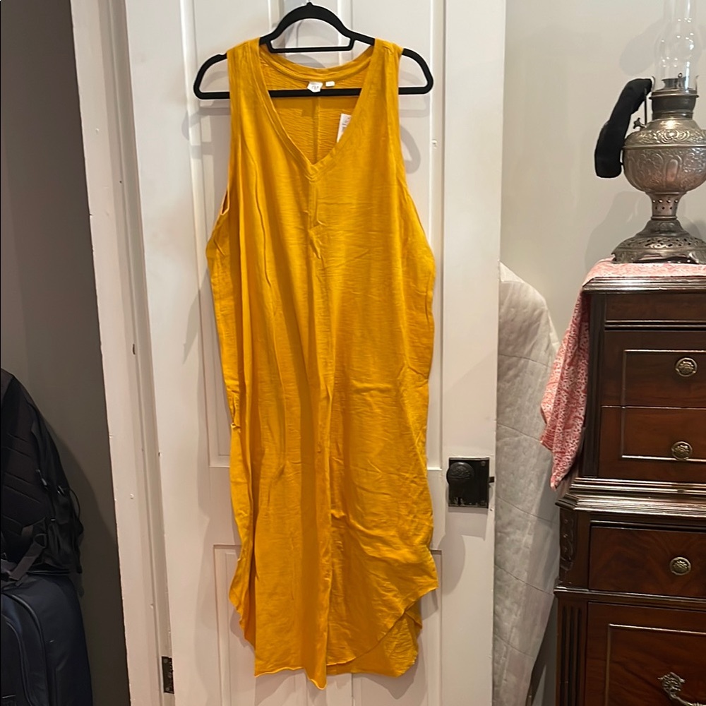 GAP Gold Asymmetrical Sundress Sleeveless Scoop Neck